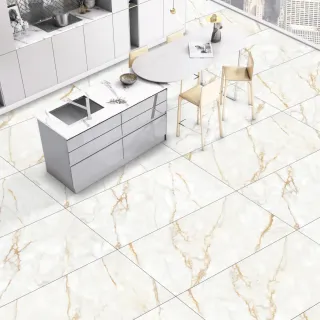 Egen Płytka Podłogowo Ścienna Statuario Acura Jasny Marmur z żyłą 60x120 cm (1,44) Połysk