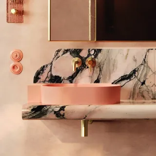 Omnires syfon umywalkowy ozdobny, mosiądz szczotkowany A186BSB