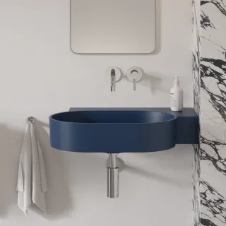 Omnires OVO M+ umywalka nablatowa/wisząca - prawa, 64 x 44 cm, midnight blue mat OVO645UWPMB