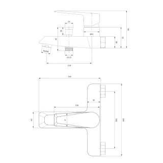Omnires ASTORIA bateria wannowa, chrom AS5630CR