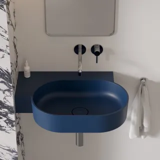 Omnires OVO M+ umywalka nablatowa/wisząca - lewa, 64 x 44 cm, midnight blue mat OVO645UWLMB