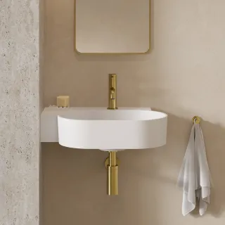 Omnires OVO M+ umywalka nablatowa/wisząca - lewa, 55 x 38 cm, biały mat OVO555UWLBM