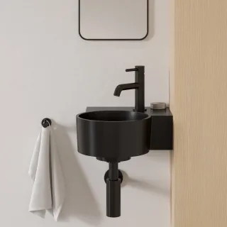 Omnires OVO M+ umywalka nablatowa/wisząca - prawa, 33 x 34 cm, black lava mat OVO335UWPBLV