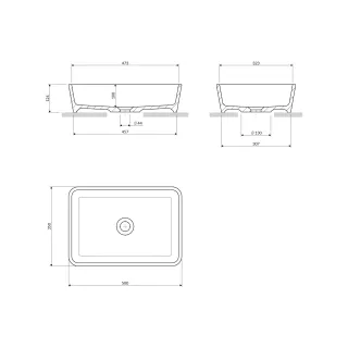Omnires PARMA M+ umywalka nablatowa, 50 x 35 cm, biały/czarny połysk PARMAUNBCP
