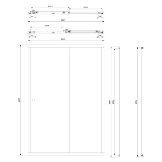 Omnires BRONX drzwi prysznicowe przesuwne, 130 cm, chrom połysk, szkło transparentne S2050130CRTR