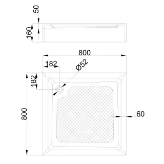Invena BRODZIK KWADRATOWY 80X80 16 CM BEZ SYFONU POLSKI AK-80-K83-P