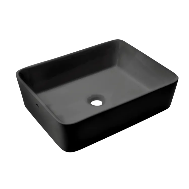 Invena UMYWALKA NABLATOWA PAROS TREND 48,5 CM PROSTOKĄT, CZARNY PÓŁMAT CE-36-005-C