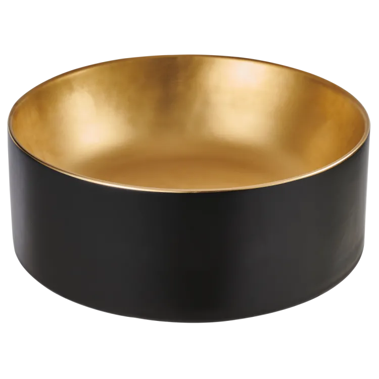 Invena UMYWALKA NABLATOWA KOS 42 CM, OKRĄGŁA CZARNO ZŁOTA CE-38-017-C