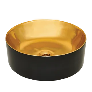 Invena Umywalka nablatowa KOS czarno/złoty połysk...