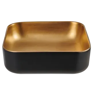 Invena UMYWALKA NABLATOWA MALAGA 39 CM, KWADRATOWA CZARNO ZŁOTA CE-39-017-C
