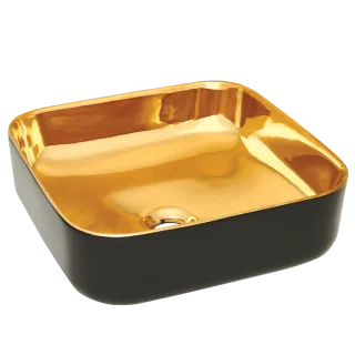 Invena Umywalka nablatowa MALAGA czarno/złoty połysk...