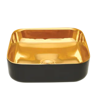 Invena UMYWALKA NABLATOWA MALAGA 39 CM, KWADRAT CZARNO ZŁOTA POŁYSK CE-39-027-C