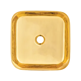 Invena UMYWALKA NABLATOWA MALAGA 39 CM, KWADRAT CZARNO ZŁOTA POŁYSK CE-39-027-C