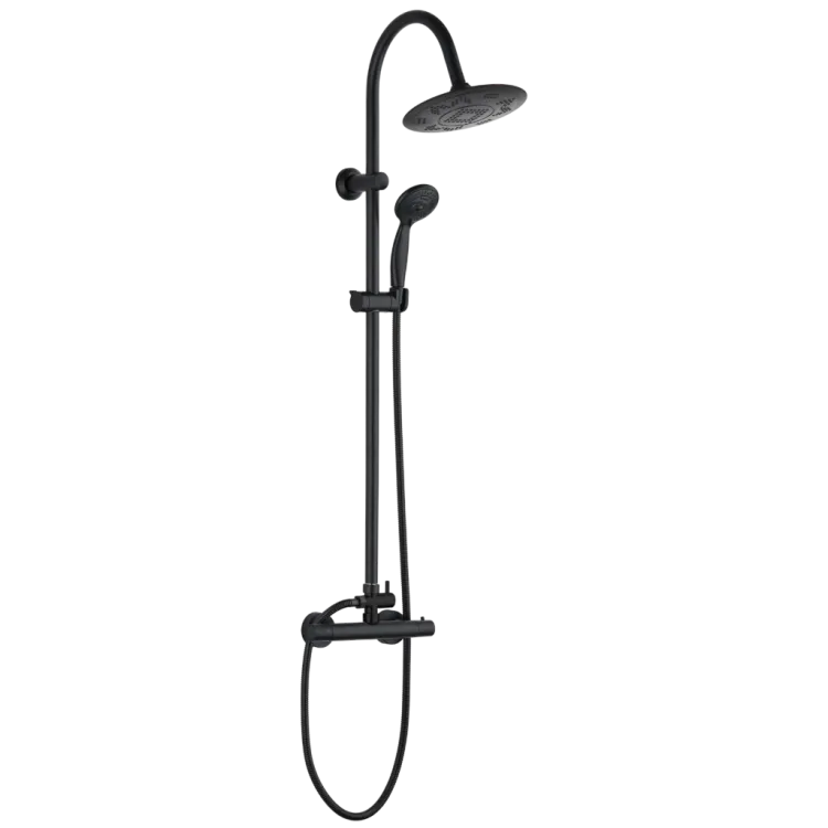 Invena Deszczownia z baterią termostatyczną slim GRACJA czarny AU-15-D04-C