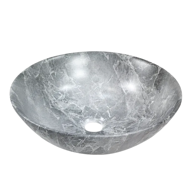 Invena UMYWALKA NABLATOWA TINOS TREND, 39,5 CM,EFEKT MARMURU SZARA MAT CE-43-707-C