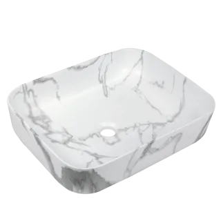 Invena Umywalka nablatowa FLORINA biały mat marmur...