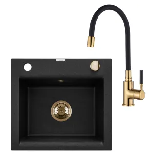 Invena Komplet: zlewozmywak granitowy 1-komorowy Tesalia...