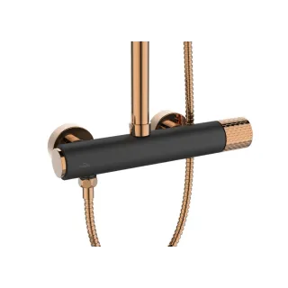 Invena DESZCZOWNIA Z BATERIĄ NATRYSKOWĄ MOONLIGHT TREND CZARNA / ROSE AU-77-014-V