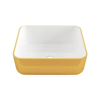 Invena UMYWALKA NABLATOWA MALAGA 39 CM, KWADRATOWA BIAŁO ZŁOTA CE-39-013-W