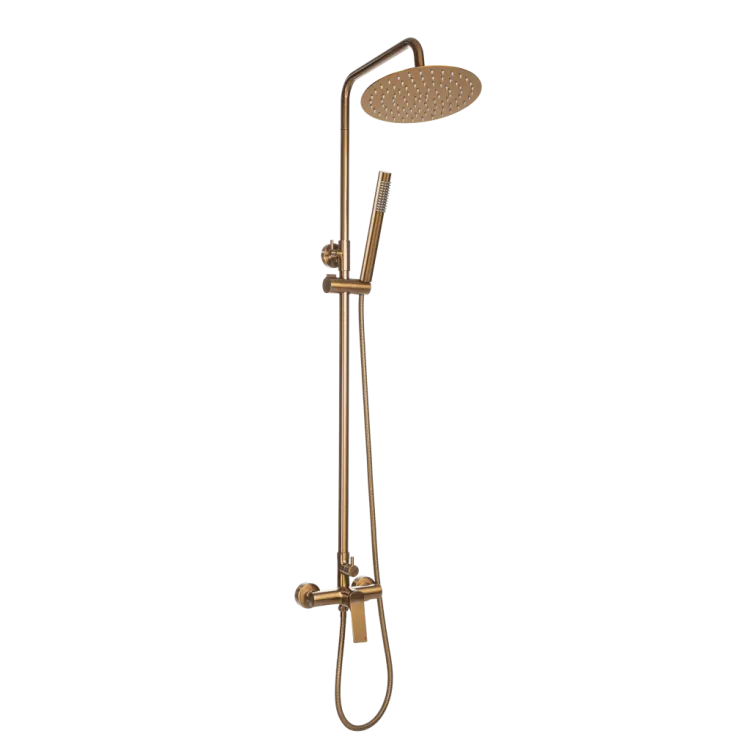 Invena DESZCZOWNIA Z BATERIĄ NATRYSKOWĄ NERI PLUS TREND MIEDŹ AU-P9-B14-L