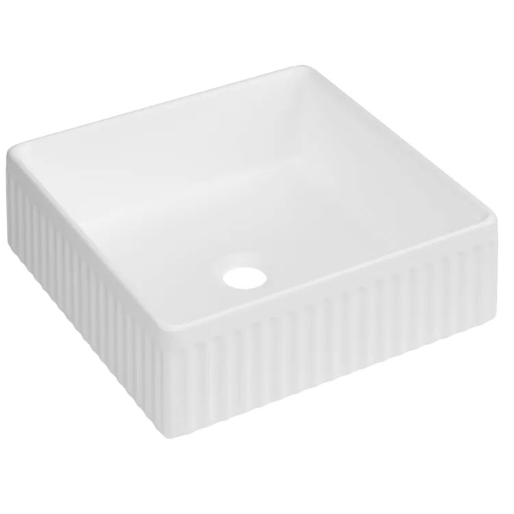 Invena UMYWALKA NABL GLAMOUR TREND 36CM KWADRAT RYFLOWANA, BIAŁA POŁY CE-63-K01-L