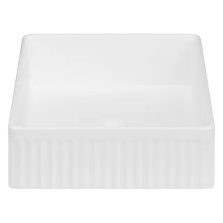 Invena UMYWALKA NABL GLAMOUR TREND 36CM KWADRAT RYFLOWANA, BIAŁA POŁY CE-63-K01-L