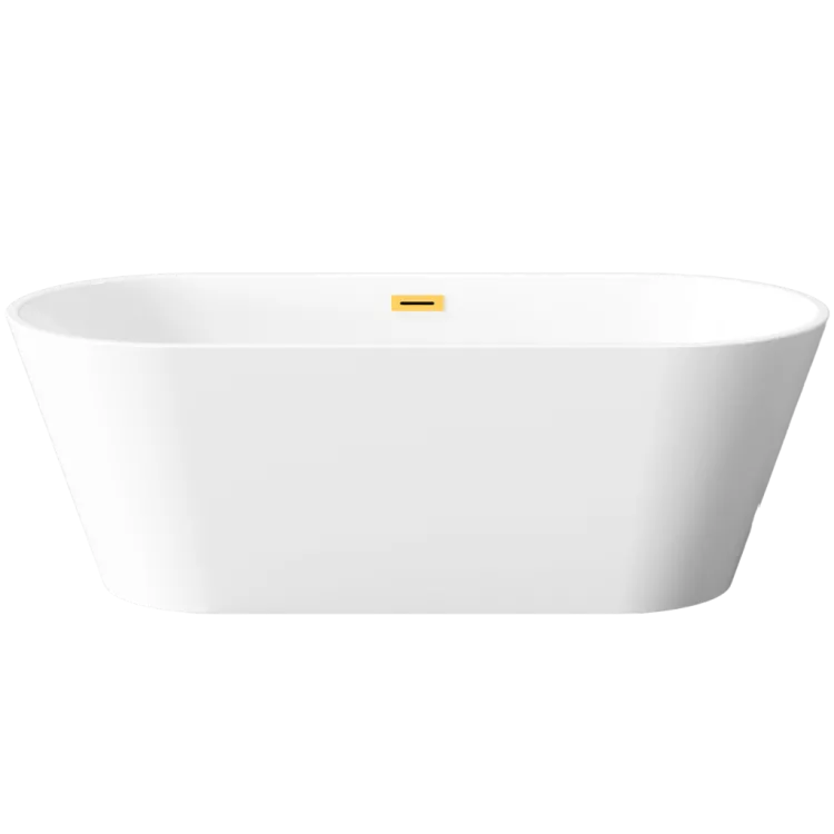Invena Wolnostojąca wanna Limnos, 170 cm w komplecie z syfonem i korkiem/odpływem w kolorze złotym AN-00-190-KPL