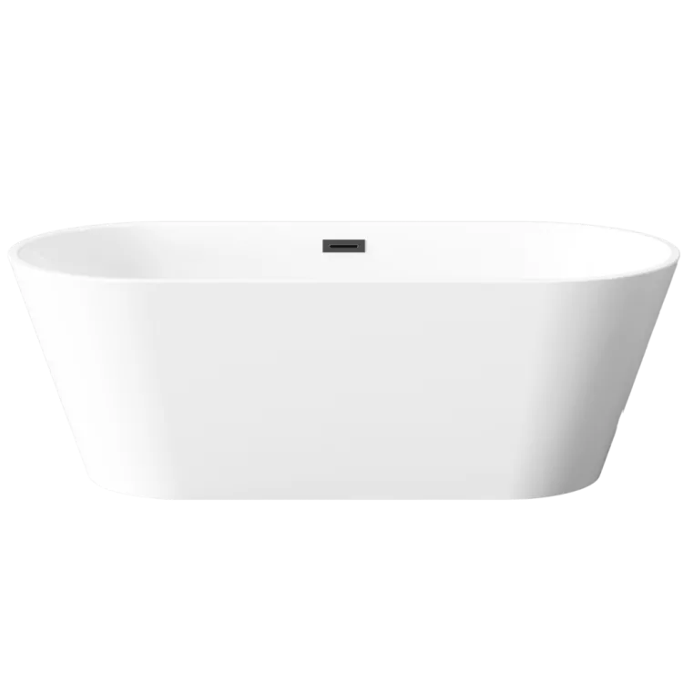 Invena Wolnostojąca wanna Limnos, 170 cm, w komplecie z syfonem i korkiem/odpływem  w kolorze czarnym AN-00-140-KPL