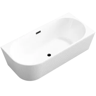 Invena Wolnostojąca wanna przyścienna, ryflowana  Glamour 170 cm, prawostronna AN-02-14P-KPL