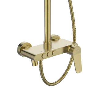 Invena Deszczownia z baterią natryskową Alonia złoto szczotkowane AU-70-D09-V