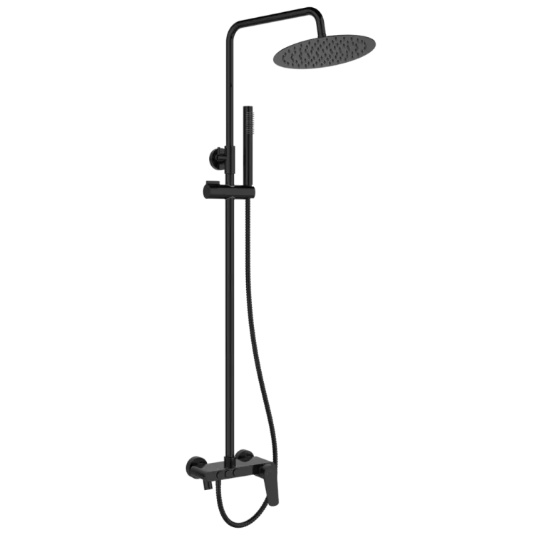 Invena DESZCZOWNIA Z BATERIĄ NATRYSKOWĄ ALONIA TREND CZARNY POŁYSK AU-70-D04-V