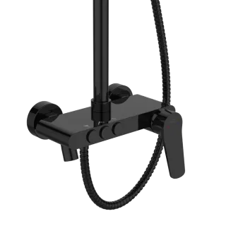 Invena DESZCZOWNIA Z BATERIĄ NATRYSKOWĄ ALONIA TREND CZARNY POŁYSK AU-70-D04-V