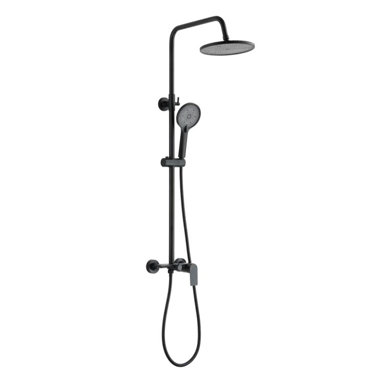 Invena DESZCZOWNIA Z BATERIĄ NATRYSKOWĄ RIKIA CZARNA AU-24-B04-G