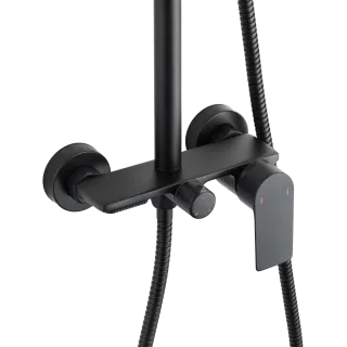 Invena DESZCZOWNIA Z BATERIĄ NATRYSKOWĄ RIKIA CZARNA AU-24-B04-G