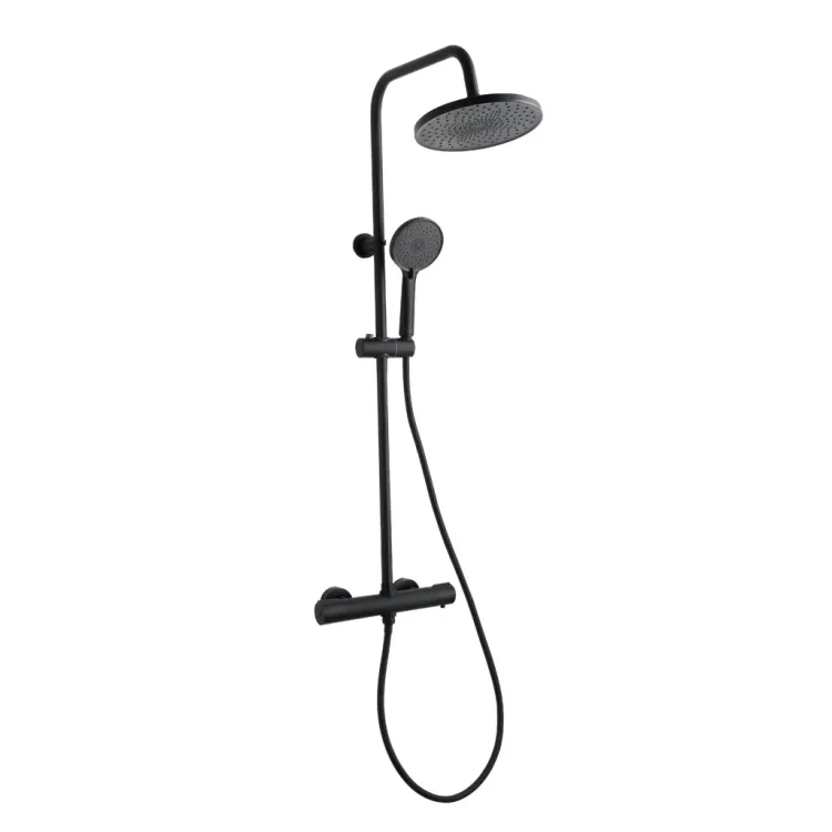 Invena DESZCZOWNIA Z BATERIĄ TERMOSTATYCZNĄ VOLOS, CZARNA AU-37-T04-V