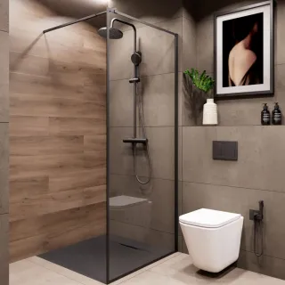 Invena DESZCZOWNIA Z BATERIĄ TERMOSTATYCZNĄ VOLOS, CZARNA AU-37-T04-V