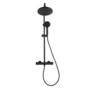 Invena DESZCZOWNIA Z BATERIĄ TERMOSTATYCZNĄ VOLOS, CZARNA AU-37-T04-V