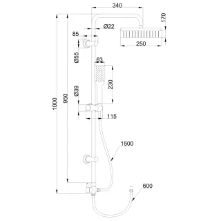 Invena DESZCZOWNIA AMFISA CZARNA AU-39-004-K