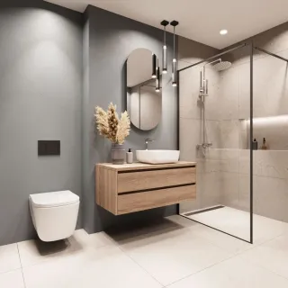 Invena Deszczownia z baterią natryskową Alonia chrom AU-70-D01-V