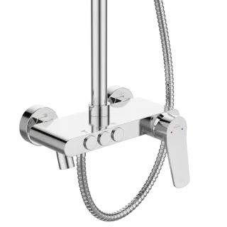 Invena Deszczownia z baterią natryskową Alonia chrom AU-70-D01-V