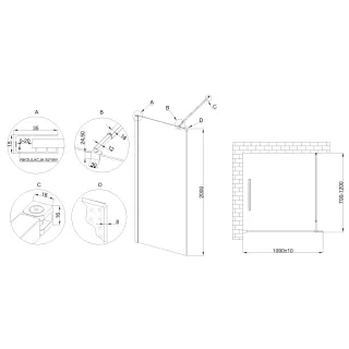 Invena KABINA WALK-IN II 110X200CM RAMKA 8MM SHINY-GLASS CZARNY AK-32-118-S