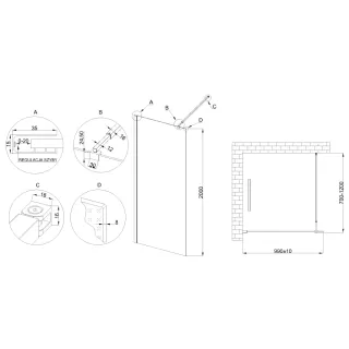 Invena Kabina walk-in szkło w ramie czarnej profil czarny AK-32-108-S