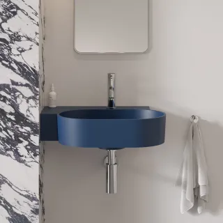 Omnires OVO M+ umywalka nablatowa/wisząca - lewa, 55 x 38 cm, midnight blue mat OVO555UWLMB
