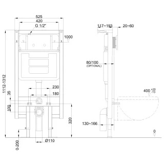 Invena Stelaż podtynkowy do miski wiszącej WC CE-99-001-S