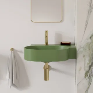 Omnires OVO M+ umywalka nablatowa/wisząca - prawa, 55 x 38 cm, olive mat OVO555UWPOL