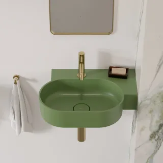 Omnires OVO M+ umywalka nablatowa/wisząca - prawa, 55 x 38 cm, olive mat OVO555UWPOL