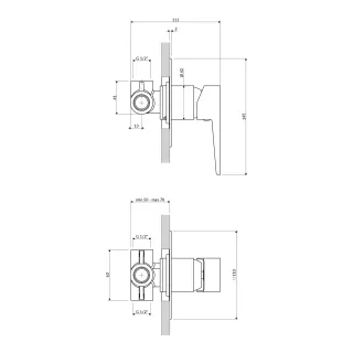 Omnires PARMA bateria prysznicowa podtynkowa, chrom/biały połysk PM7445CRB