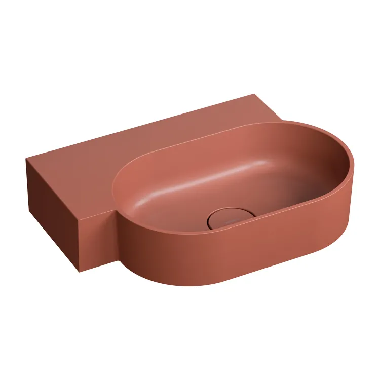 Omnires OVO M+ umywalka nablatowa/wisząca - lewa, 55 x 38 cm, terracotta mat OVO555UWLTE