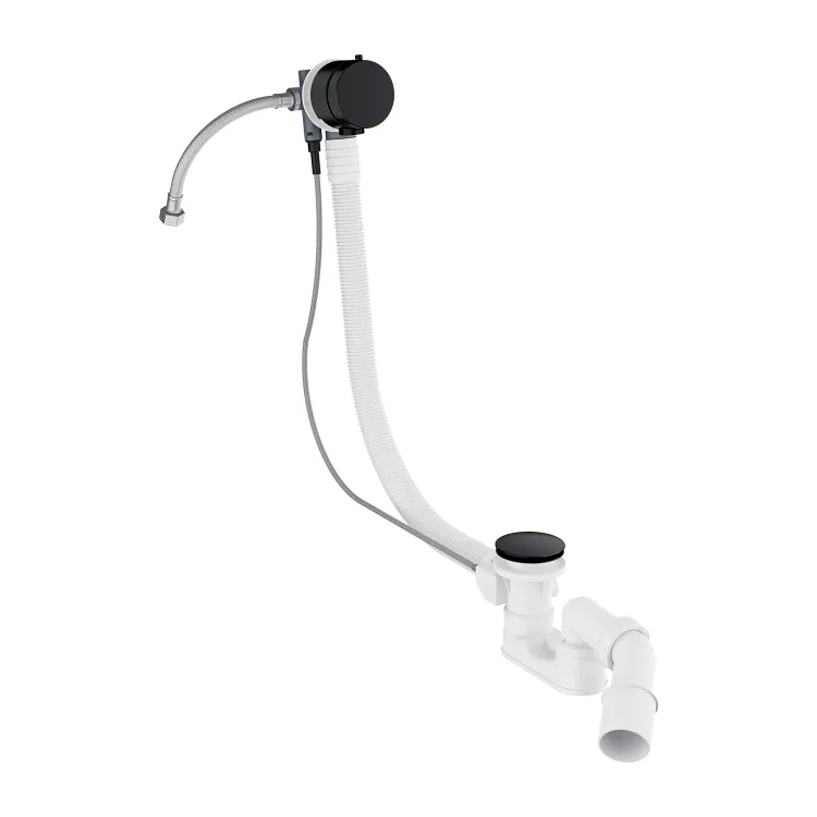 Omnires CGS syfon wannowy przelewowo-odpływowo-napełniający, czarny mat TK132-PLUS-3.43+64-SBL