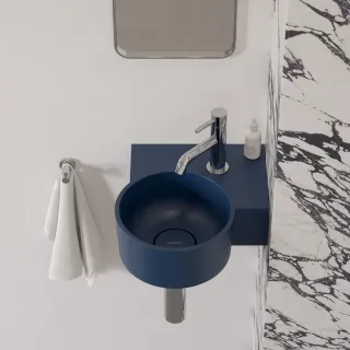 Omnires OVO M+ umywalka nablatowa/wisząca - prawa, 33 x 34 cm, midnight blue mat OVO335UWPMB